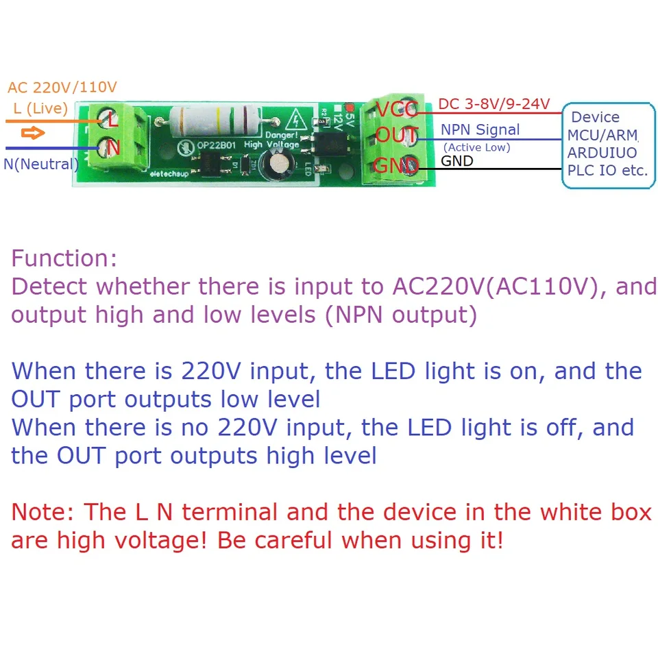 110V/220V DETECTION DETECTION DETECTION MODUL/OF-OFFEMPER MODUL pre ARDUINO PI PLC STM32 ESP8266