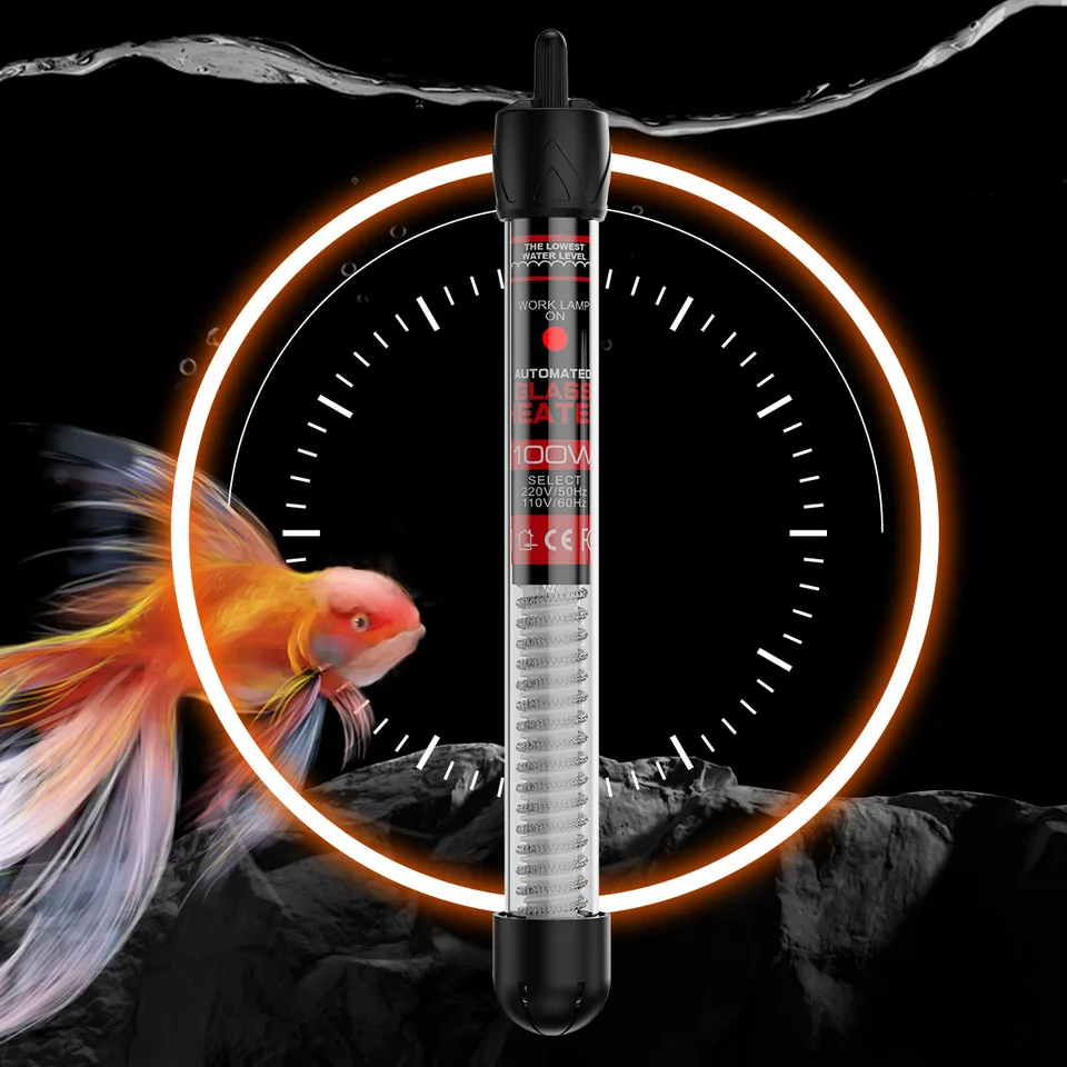 110V-220V Nastaviteľná teplota Termostat Ohrievač tyče 25 W 50W 100 W 200 W 300 W ponorné akváriové akváriové rybie nádrž na vodu Teplo voda