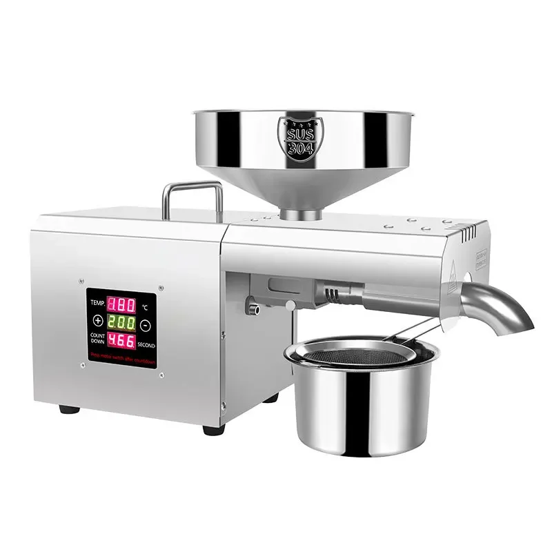 110V/220V Oil Pressser ľanový arašid Tahini Oil Press 3-5 kg/h Nerezová teplota regulation Rapeseed Olive Extraktor