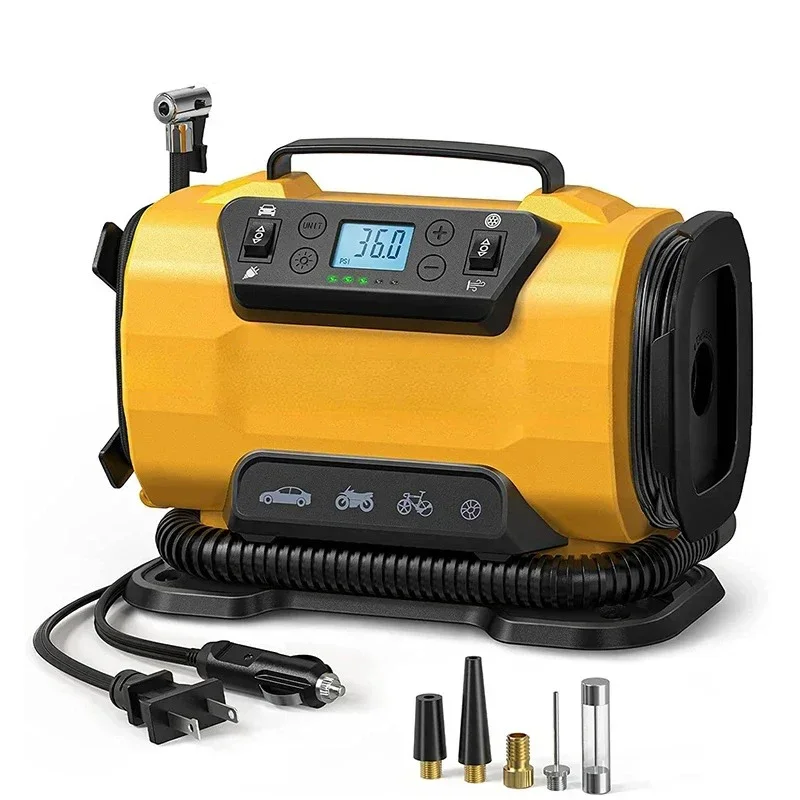 110V-230V AC/DC DUAL-Power Prenosné inflačné čerpadlo Auto vzduchový kompresor pre domáce automatické nafukovacie nafukovacie člnové bicykle nafúknu