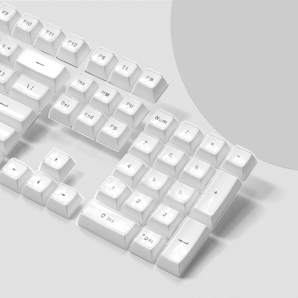 113 Klávesová biela želé Top tlač ľadové kryštály Keycap priesvitný OEM profilový kľúč kľúč pre Cherry MX 61 68 104 Mechanická klávesnica