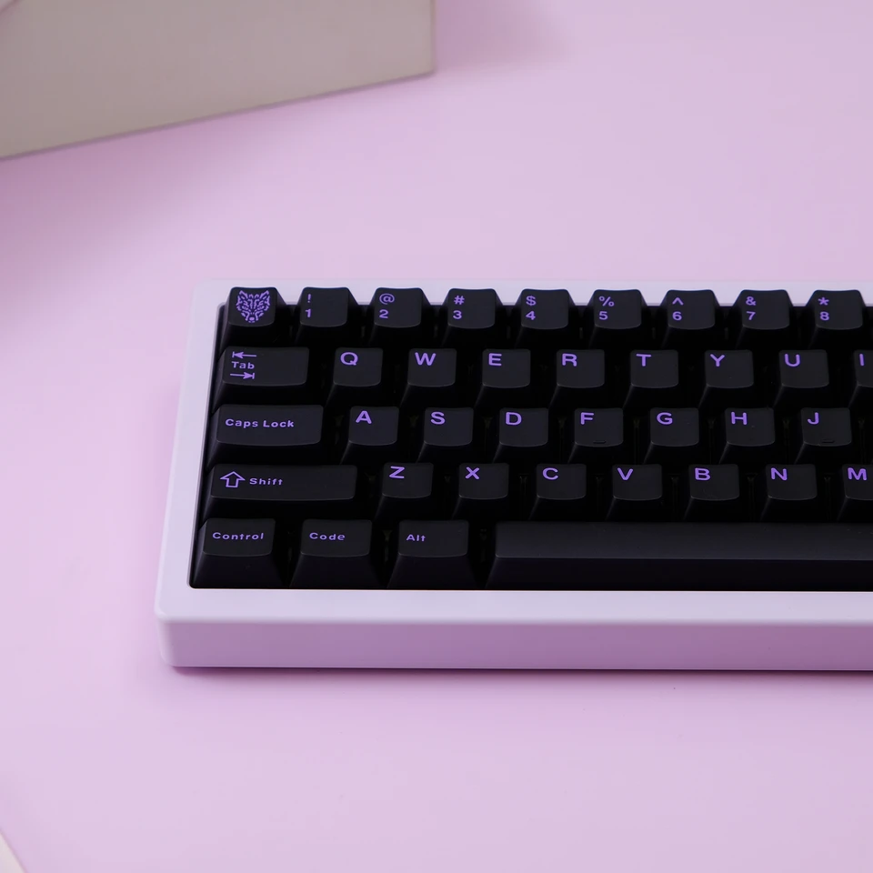 114 Kláves Purplet Čierny polopriehľadný priehľadný kľúče TRANSCUENT ČIRY PROFIL KEYCAP Dvojitá snímka ABS Keycaps pre klávesnicu MX Switches Klávesnica
