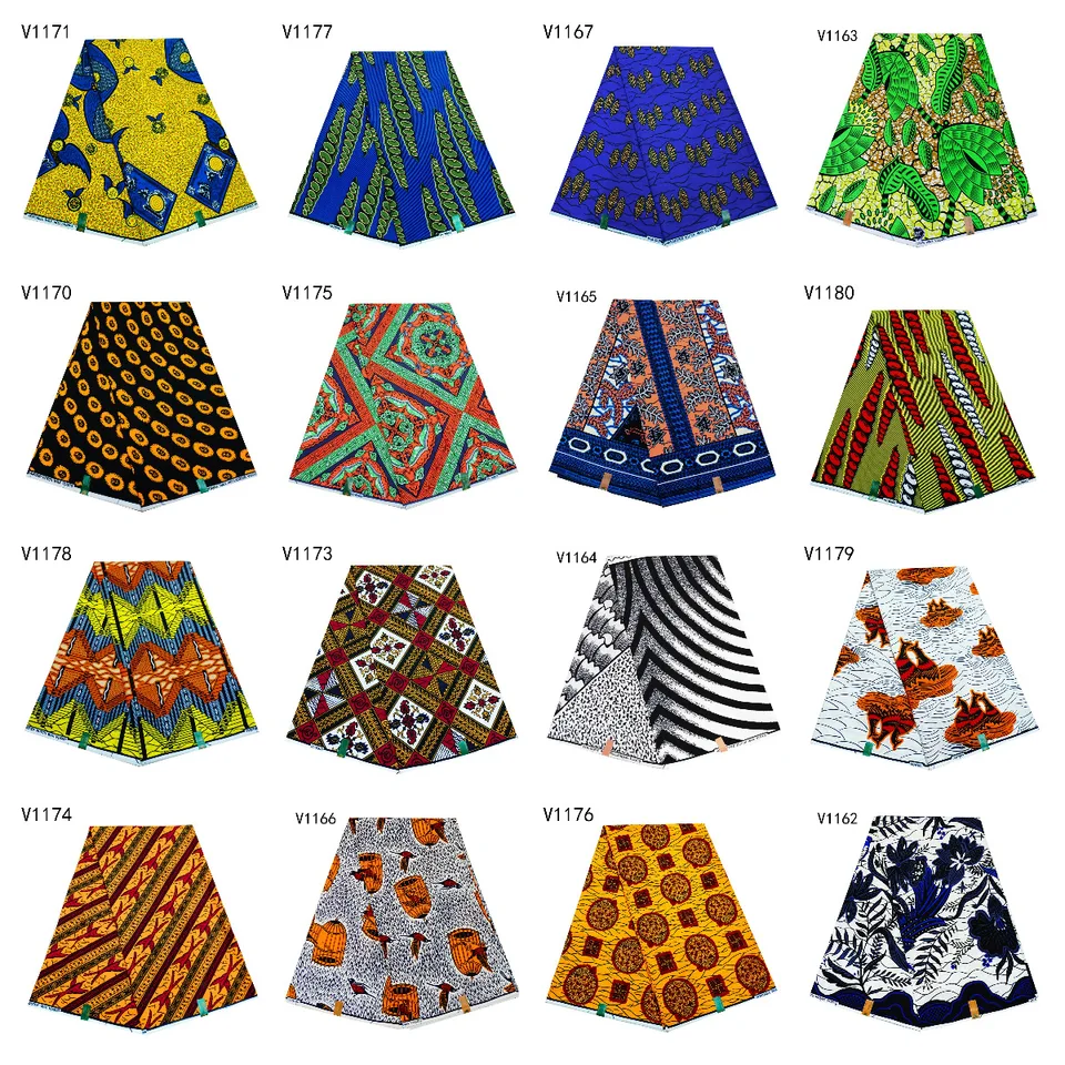 115 cm široké 6yardy dlhé tlačené letné jarné šaty nohavice závesy pohovka Africký vosk batik bavlnená tkanina 16Patterns k dispozícii r754