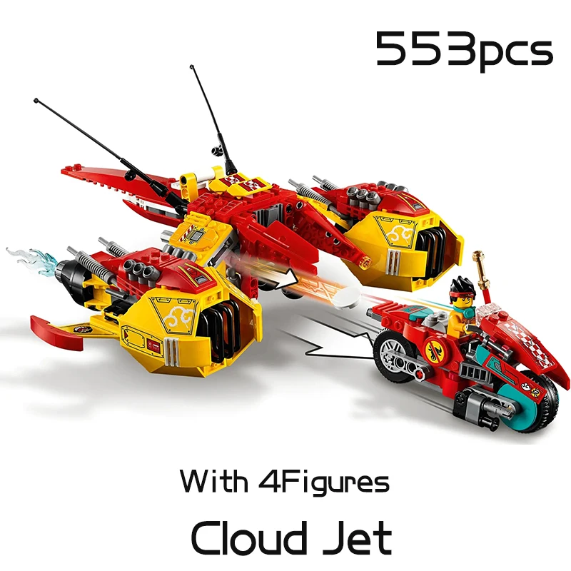 11541pcs Monkie Kid Series Cloud Jet Building Blocks Blocks Dronecopter Speed ​​Motorbike Hračky pre deti pre deti darčeky chlapcov