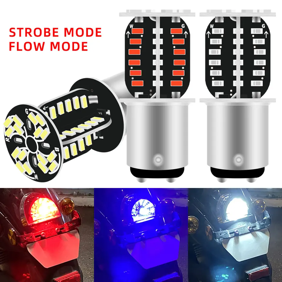 1157 brzdové svetlo Motocyklové blikačné svetlo 3014 64SMD RECERTSKÉ LISTLY MOTORY CHARASELS STROBE STOP LIGHTS RED modrá biela 12V