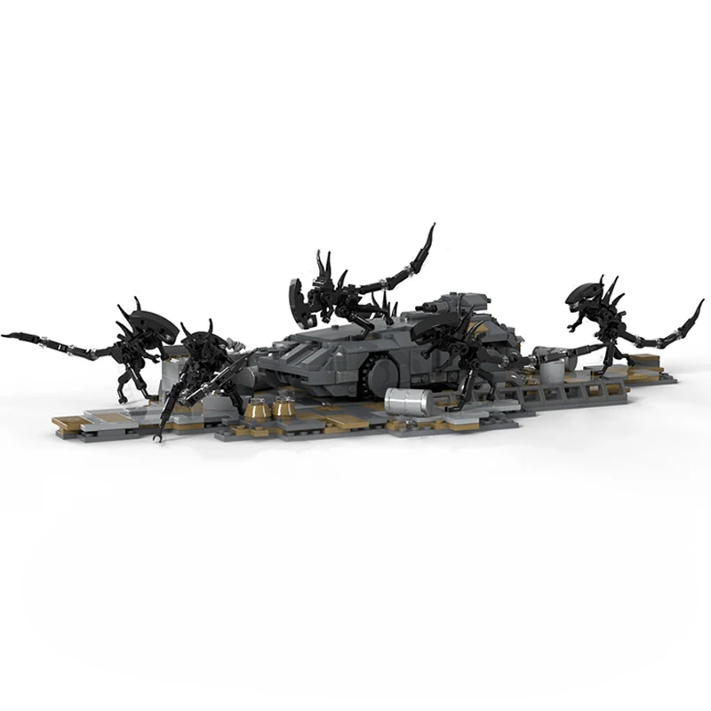 1160ks MOC Science Fiction Movie (Star Battle) Aliens Micro Diorama Series: M577 Armored Personnel Carrier Escape Hračky