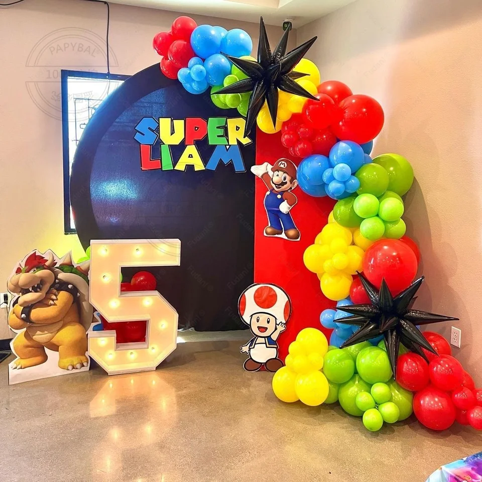 116ks Super Brothers Mario Temed Balloon Garland Arch Kit Red Blue Green Latex Balón narodeniny narodeniny DECOND DECOND