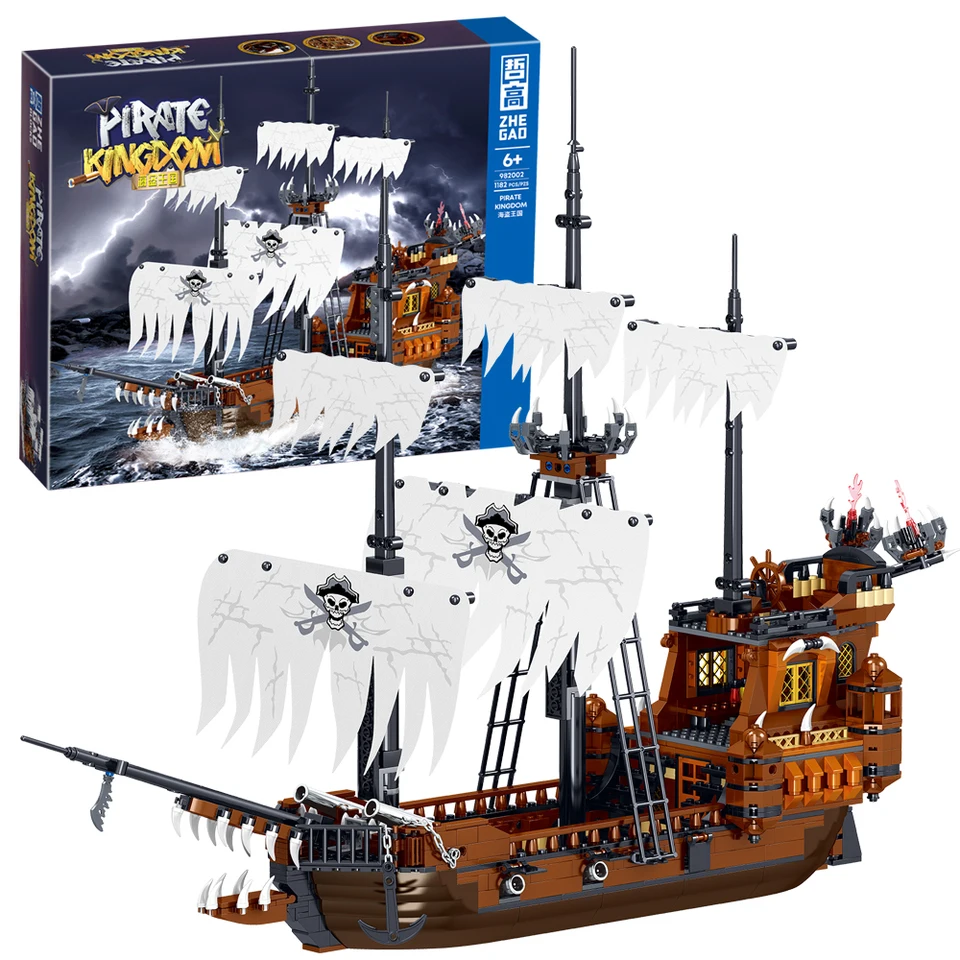 1171ks Creative Pirate Kingdom Pirátske lode Budovacie bloky Zostavujú tehlové hračky Darček pre Chidlren Kids