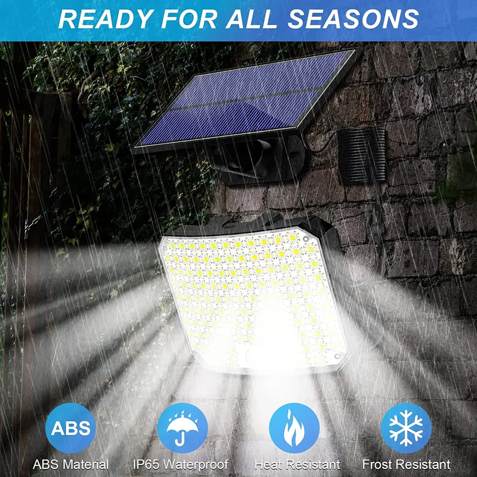 118 -LED Outdoor Solar Light s diaľkovým ovládaním snímača pohybu IP65 nepremokavá bezpečnostná stena Split s diaľkovým ovládaním