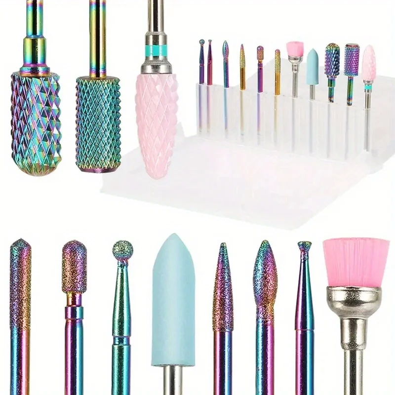 11ks/boxové vŕtačky na nechty Keramické diamantové kutikuly EFILE KARBIDE ROZVOJA PRE DOMÁCI SALON ACRYLIC GEL MANICURE MANICURE MANICÚRY