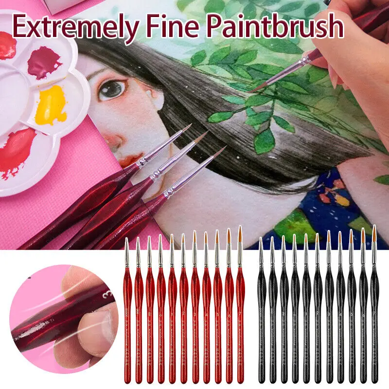 11ks/set lakovacie kefy súprava extrémne jemné paintbrush detail Art Scriptliner Painting Oil Oil Watercolor Artist Paintbrushes