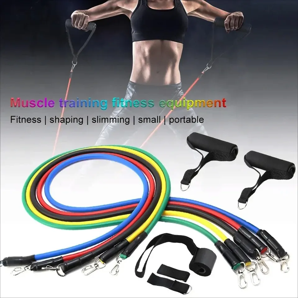 11ks/set Pull Lope, odporové pásy, prenosné fitnes zariadenie, členkový popruh, expandér hrudníka, elastický cvičebný pás