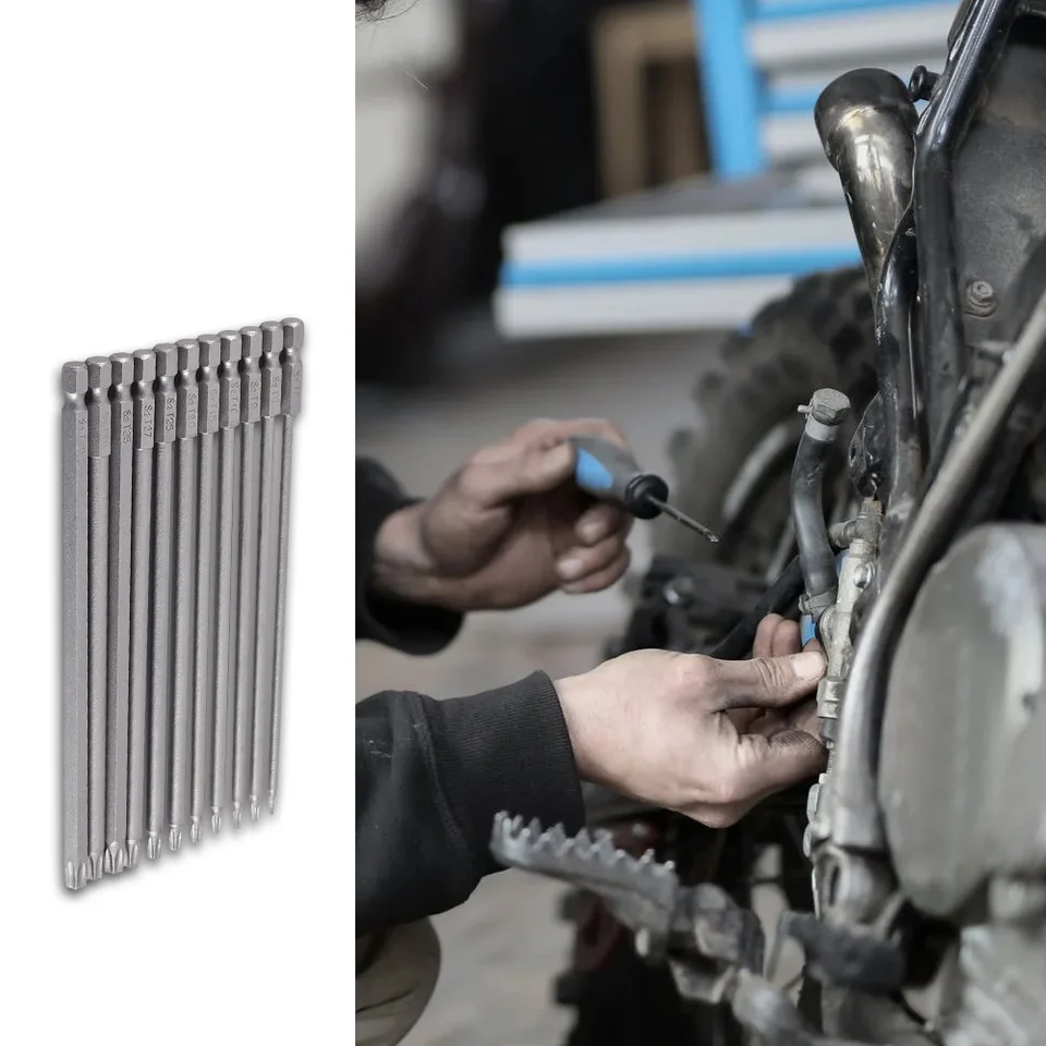 11pcs 150 mm skrutkovacia bity Nastavte prenosný T6-T40 S2 oceľový skrutkovač set hex hex Shrank Torx Bit Opravy ručné náradie