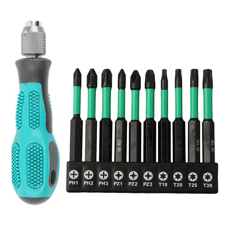 11pcs magnetická šaržová hlava nekĺzavá nárazová skrutkovacia sada Magnetic Hex Driem Strum Blossom Elektrická vŕtačka ručné náradie