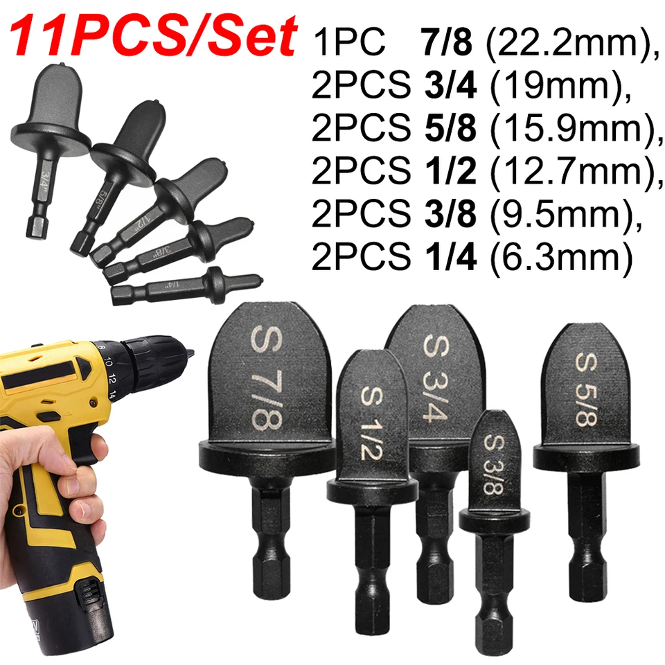 11pcs šesťuholníkovú rukoväť trubice Expander Nástroje klimatizácia Klimatizácia kondicionovanie Swag Swage Spinlar Set 7/8 5/8 3/8 3/4 1/4 1/2 palca