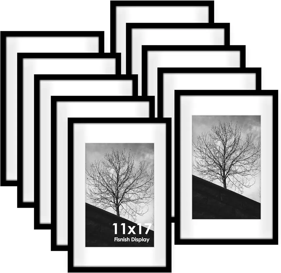 11x17 Ráme obrázku SEF 10, zobrazujte obrázky 8x12 s rohožou alebo 11 x 17 bez podložky, folage s fotónom pre dekoráciu galérie steny