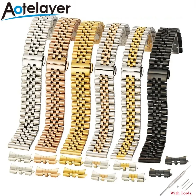 12 13 14 16 17 18 19 20 21 22 mm Soild Watch Band popruh z nehrdzavejúcej ocele Watchband náramok Hollor Arc Interface Watch Band