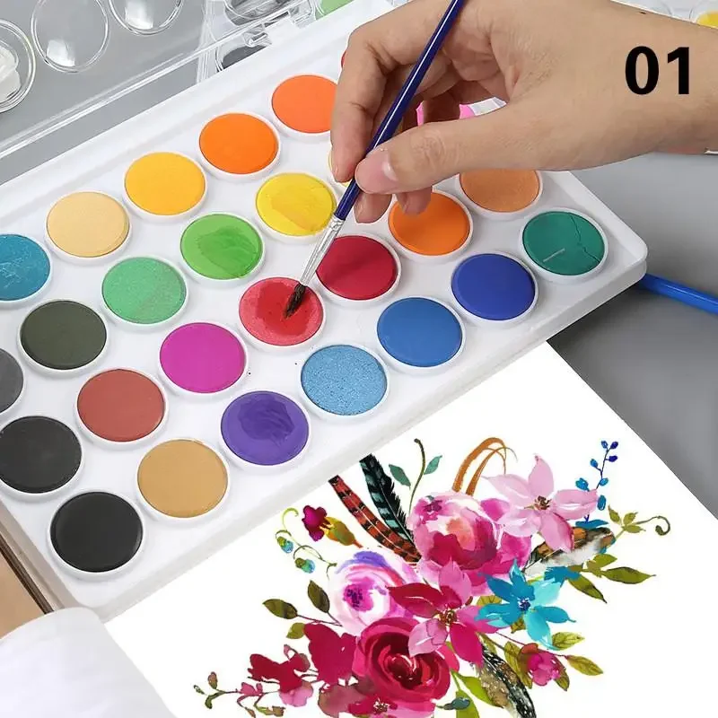 12/16/18colors Pevná kvašová vodovodná pigmentová prášková sada Solidový akvarel