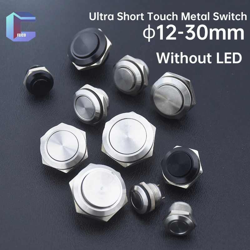12 16 19 22 25 30 mm z nehrdzavejúcej ocele Čierna škrupina Kov Ultrathin Short Mini Touch Gomp