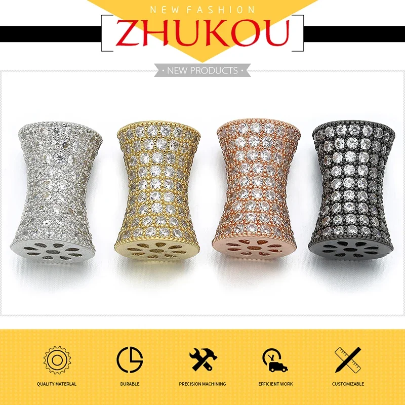 12*17 mm mosadzná kubická zirkónia oválne korálky pre DIY Šperky na výrobu, otvor okrúhleho tvaru: 1,8 mm, VZ182