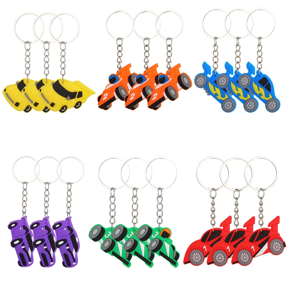 12/18/222ks pretekárske autá Party uprednostňujú pretekárske vozidlo Silikone Keychain Kid Baby Showie Goodie Bag Filers Race Car Party Decor
