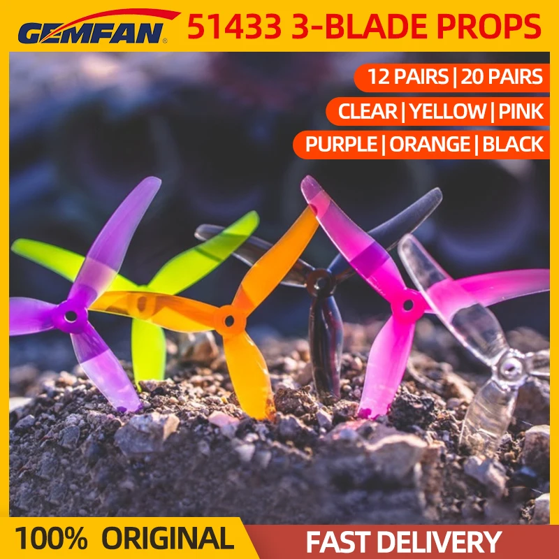 12/20pairs Gemfan 51433 vrtule 5inch 3-čepeľ Tri-Blade CW/CCW PC rekvizity pre RC FPV Freestyle Racing Drone Quadcopter