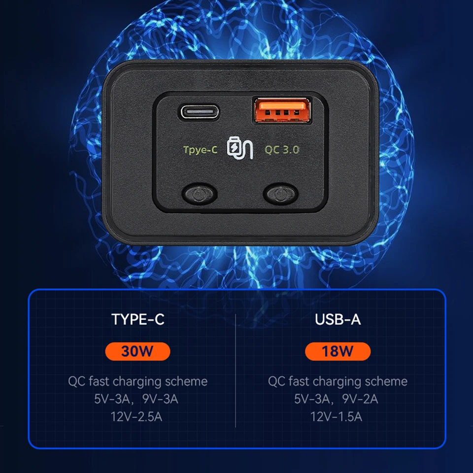 12/24 V nabíjačka automobilu Dual USB Ports PD Type-C QC3.0 USB nabíjacia zásuvka 48 W pre vozidlá SUV SUV CAVAN CARAVAN Marine