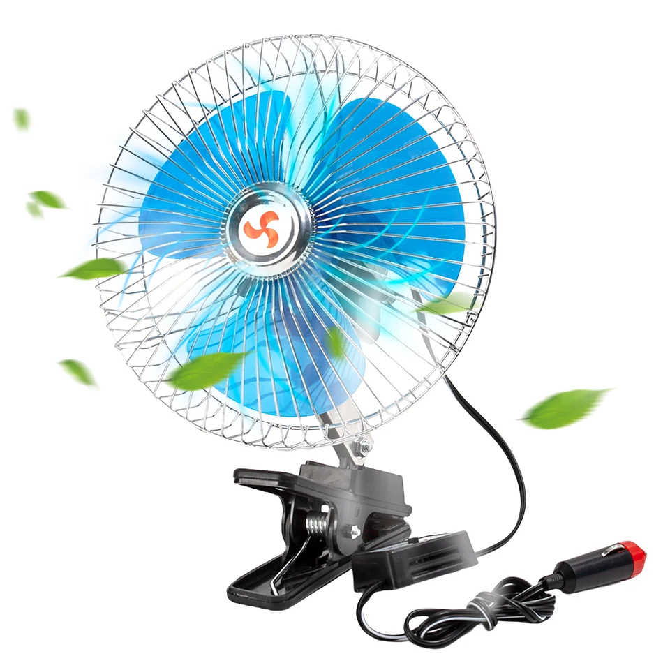 12/24 V oscilujúci automobil Ventilátor bezpečnosti kovový ochranný kryt silná rotácia letného chladiča letný chladiaci ventilátor nastaviteľný mini elektrický automatický ventilátor