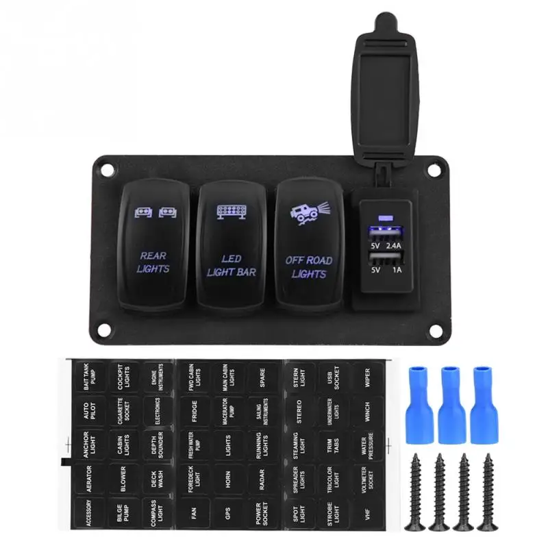12/24 V s dvojitým prepínačom Light 3 prepínač + zadné svetlá/LED svetlá/terénne svetlá 3.4A Panel spínača automobilu