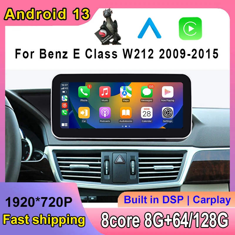 12.3 palca Android 13 8Core 8+128G Navigačný automobil Video prehrávač Bluetooth pre Mercedes Benz E Class W212 2009-2015