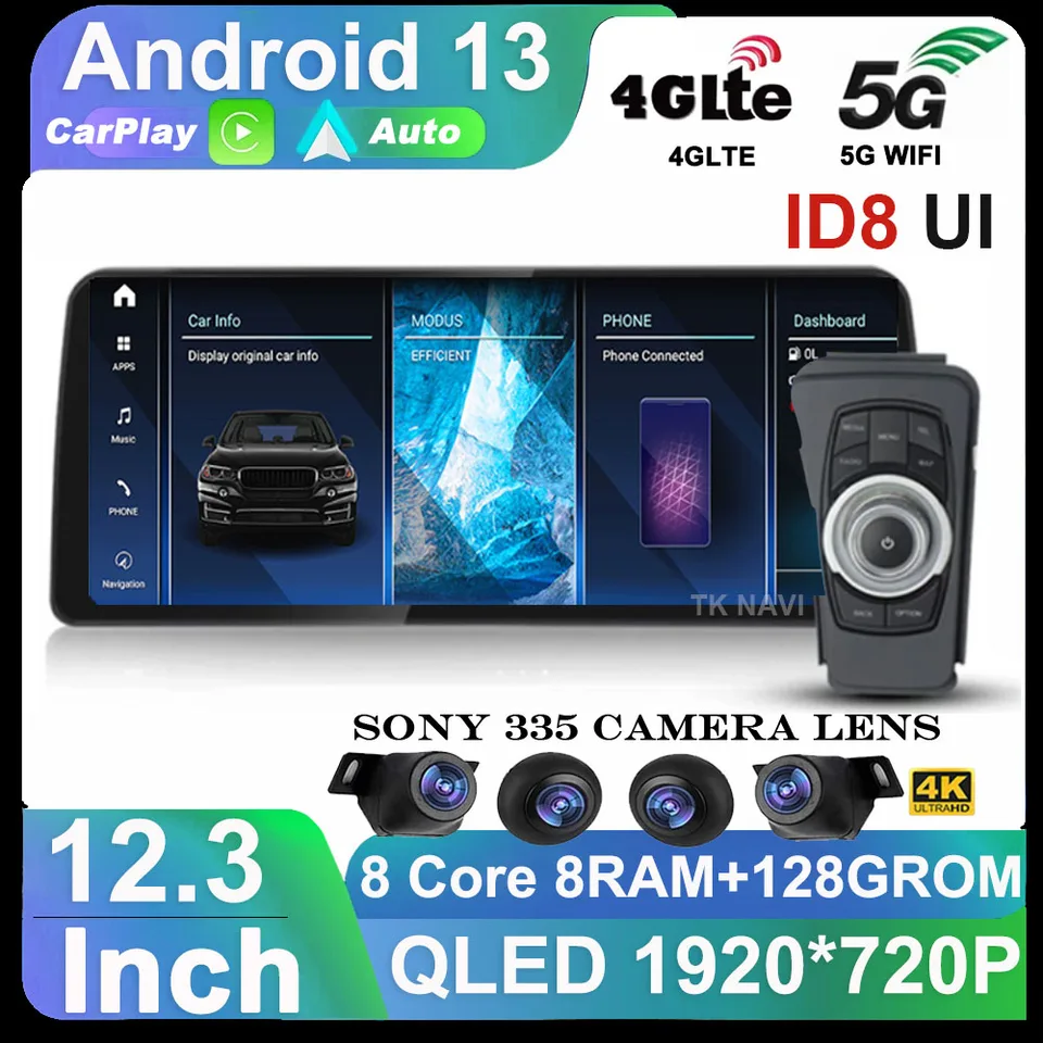 12,3 palca Android 13 Nové ID6 ID7 ID8 ID8 UI Systém bezdrôtového CarPlay Automatické pre BMW 3 Series E90 E91 E92 E92 E93 GPS Video prehrávače GPS GPS
