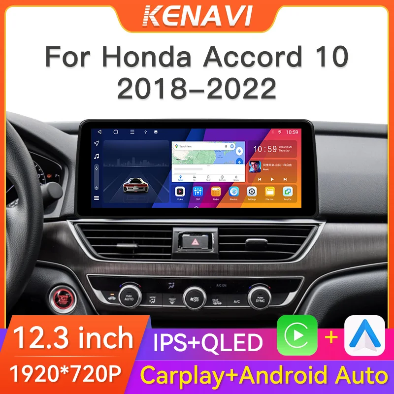12.3 palca Android pre Honda Accord 10 2018-2022 Automobilové rádio DVD multimediálne prehrávač GPS navigáciu 2DIN CarPlay Head Unit s obrazovkou