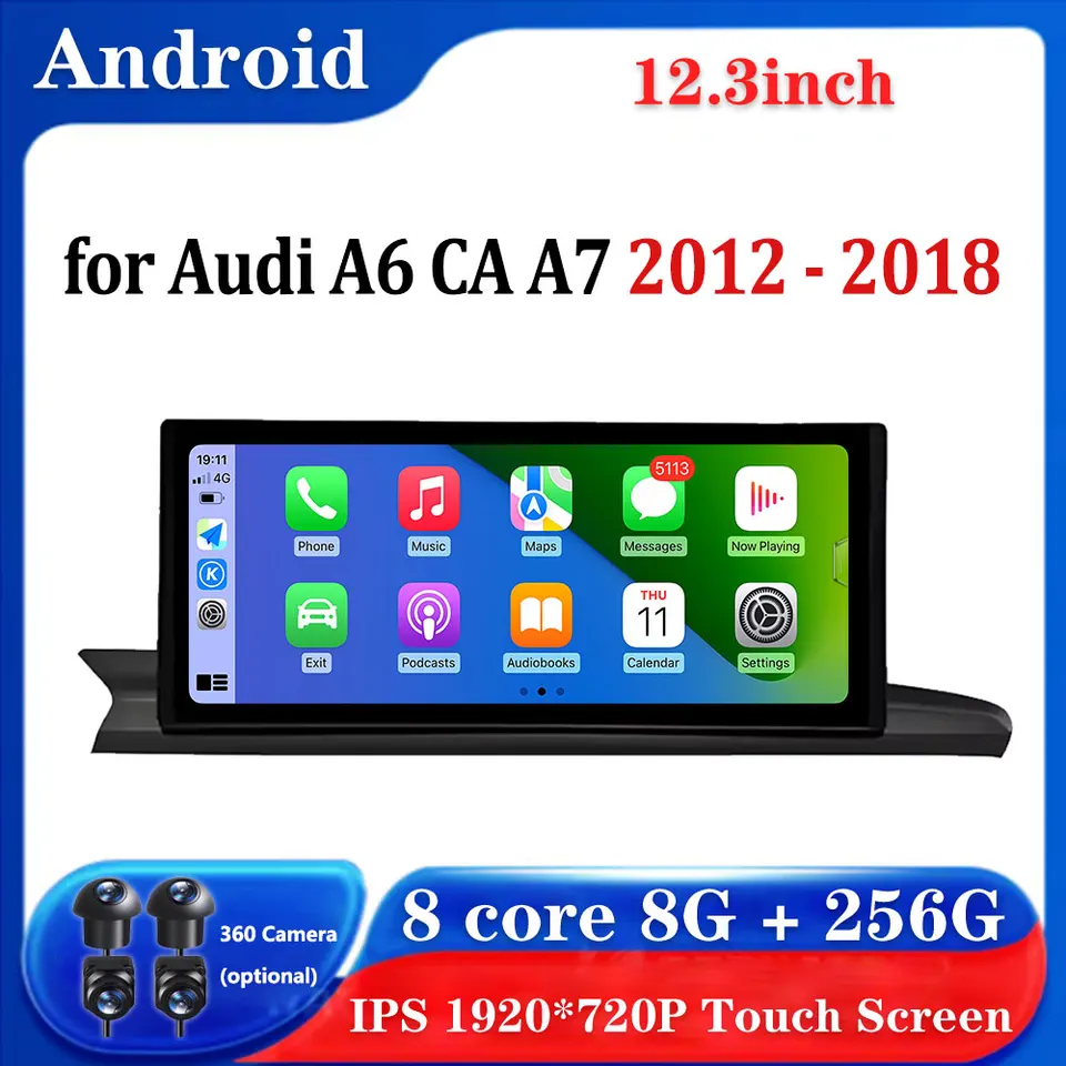 12,3 palca pre Audi A6 CA A7 2012 - 2018 1920*720 HD Touch Screen Android Car Radio Video Multimediálny prehrávač GPS 4G WiFi Bluetooth