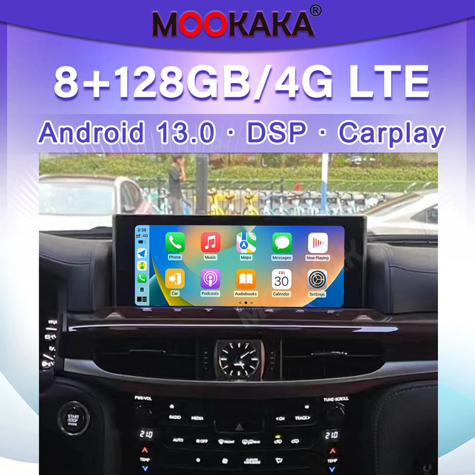 12,3 palcové auto pre Rádio pre Lexus LX570 2015-2021 Wireless CarPlay Android Auto Multimedia Player GPS navigačný videorekordér DSP DSP