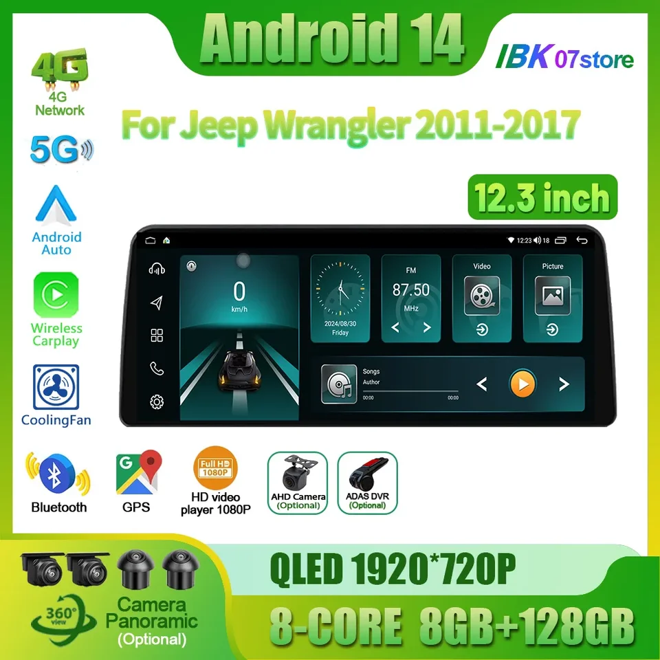 12.3 '' pre Jeep Wrangler 2011-2017 Android 14 Auto Radio CarPlay Multimedia System Navigation Universal Screen Screen Screen