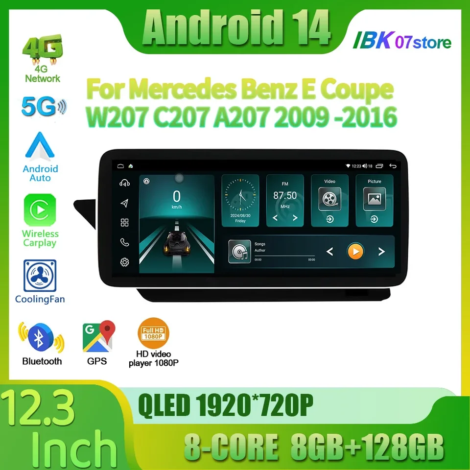 12.3 '' pre Mercedes Benz E Coupe W207 C207 A207 2009-2016 AUTOMÁRNE RÁDIO Android 14 CarPlay Multimedia Navigation Universal Screen Screen Screen Screen