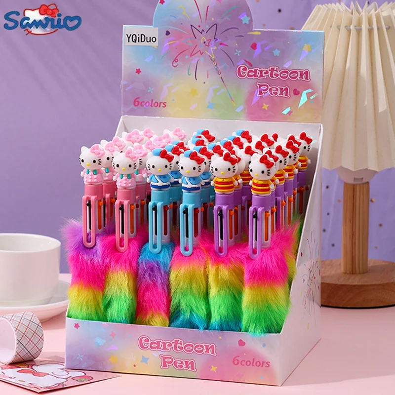 12/36ks Hello Kitty šesťfarebné push-button Ballpoint Animácia roztomilý plyšový farb