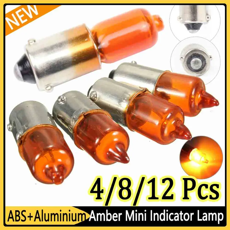 12-4ks miniatúrne indikátor Lamp Universal 12V 21W H21 Amber žiarovky Auto car motocyklové motocykle Secootter Indikátor žiaroviek