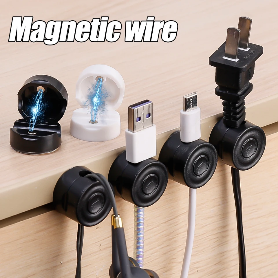 12/6/1 balenie Magnetické káblové sponky Nastaviteľné držiak káblového kábla Držiak kábla Držiak kábla pre nabíjanie telefónu pre nabíjací kábel