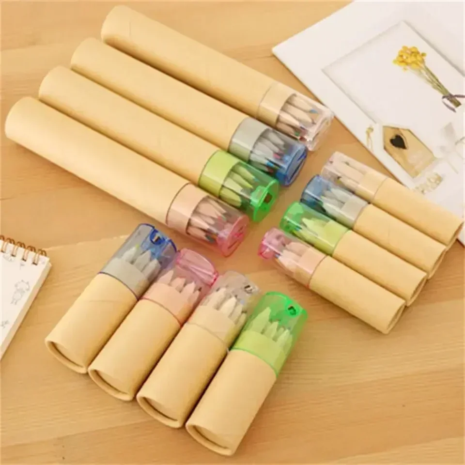 12/6Colors hlavne sfarbené ceruzky Kawaii Kreslenie Art Art Ceruzky Crayon Študent Kreslenie Skicing School Parcipery Spotrebné potreby