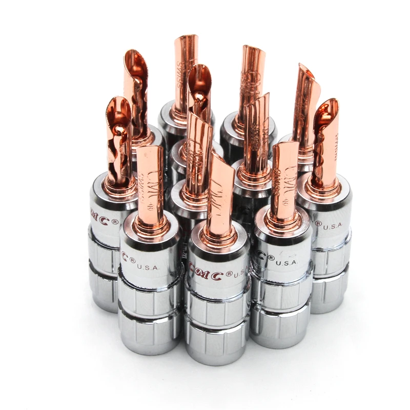 12/8/4ks reproduktor Banana Plug Connector No Spájkovacia medená konektorka Plug skrutkovacia skrutka drôtového adaptéra pre zvukový video kábel konektor