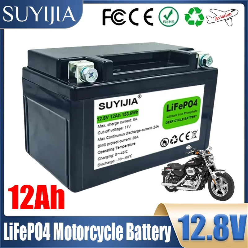 12,8 V 12AS LIFEPO4 motocykla batéria CCA 300A Motorový motor štartér batéria BMS 12 V batéria motora lítium fosfátu