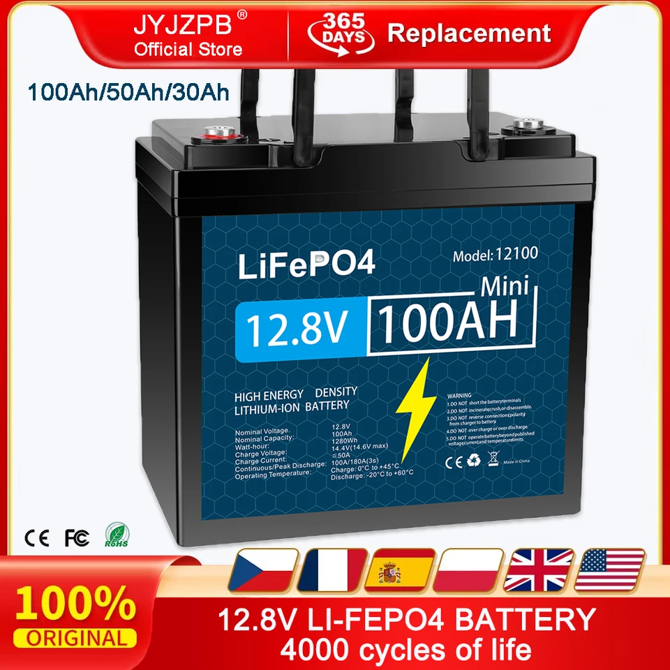 12,8 V LIFEPO4 Batéria 100AH12V Littiumfosforečnerné batérie balenie 5 000 cyklov RV vozidlo Solárna batéria uk Stock