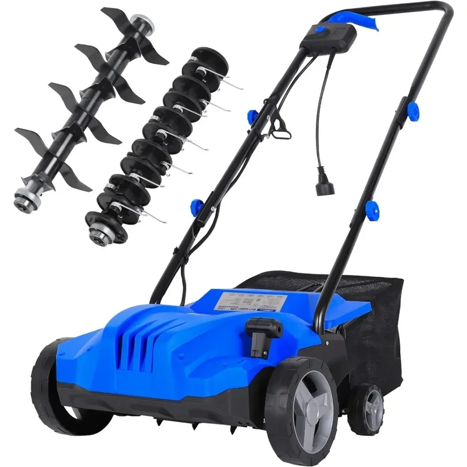 12 AMP SCARIFER ELTICKÁ SPRÁVA, medený motor 13-palcový šírka hrabania, 2 in 1 chôdza za strojom na odstránenie doštičiek pre trávnik