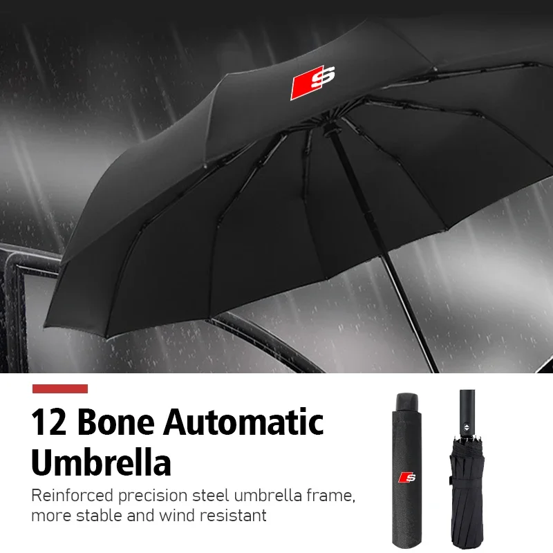 12 Automatické logo kostného automobilu Automatický dáždnik Skladanie silného vetru pre Audi S quattro A1 A3 A4 A5 A6 A7 A8 Q2 Q3 Q5 Q7 Q7 Q8