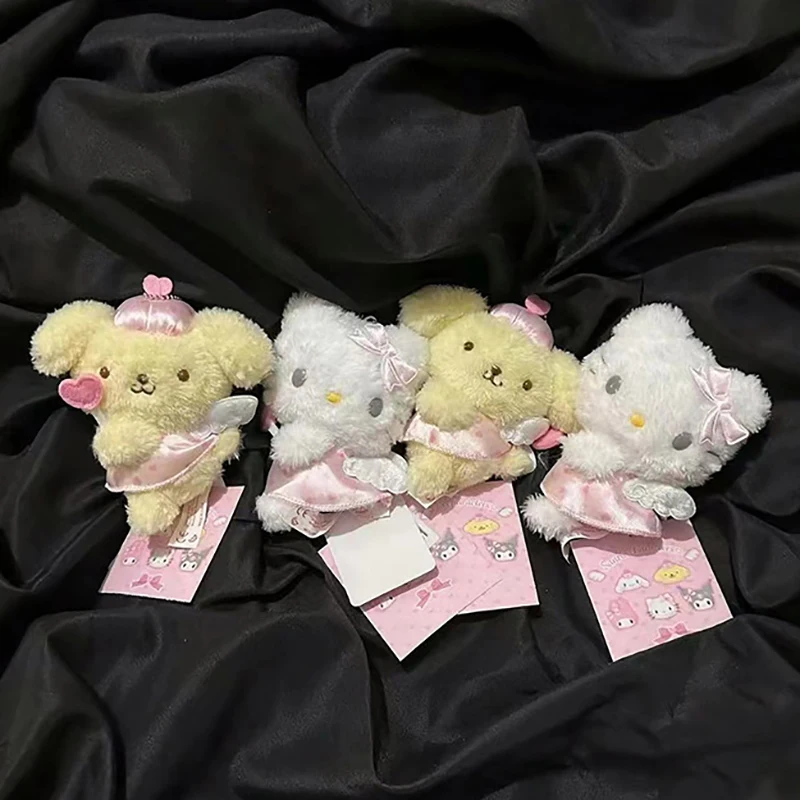 12 cm anime Sanrio Hello Kitty Plys prívesok roztomilý Kuromi Cinnamoroll Pompompurín Doll Keychain Backpack Charm Girl Girl Darček