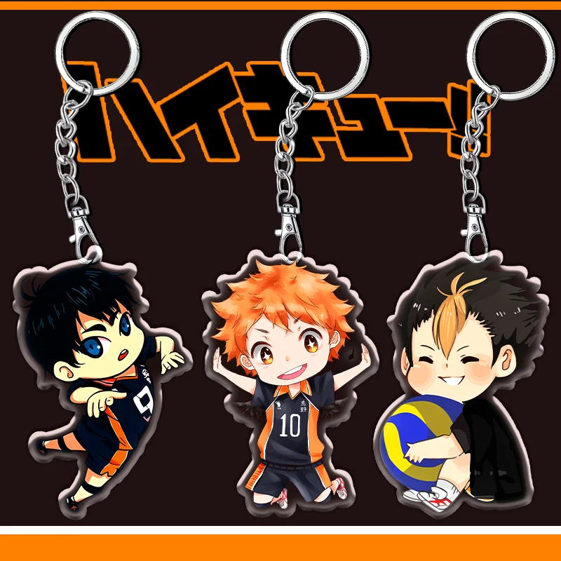 12 cm haikyuu !! Akrylové roztomilé kľúče anime Periférne doplnky akryl hinata shoyo obojstranné vzorované prívesné deti dary