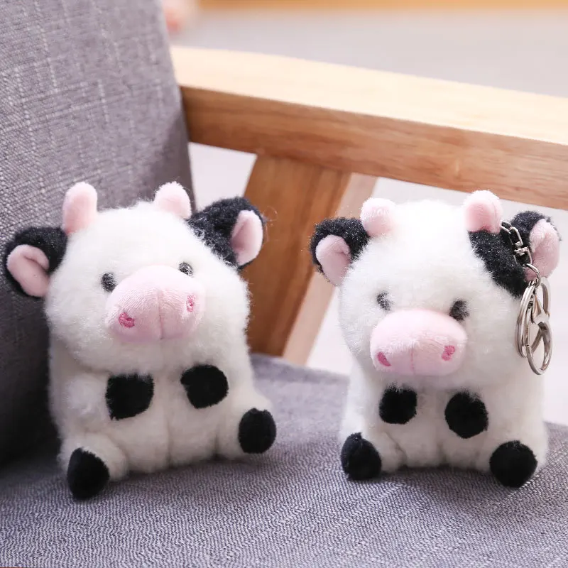 12 cm krava vypchatá plyšová bábika vypchaté zvieratá Hračky pre deti Detské deti Darček Plush prívesok Keychain Boys