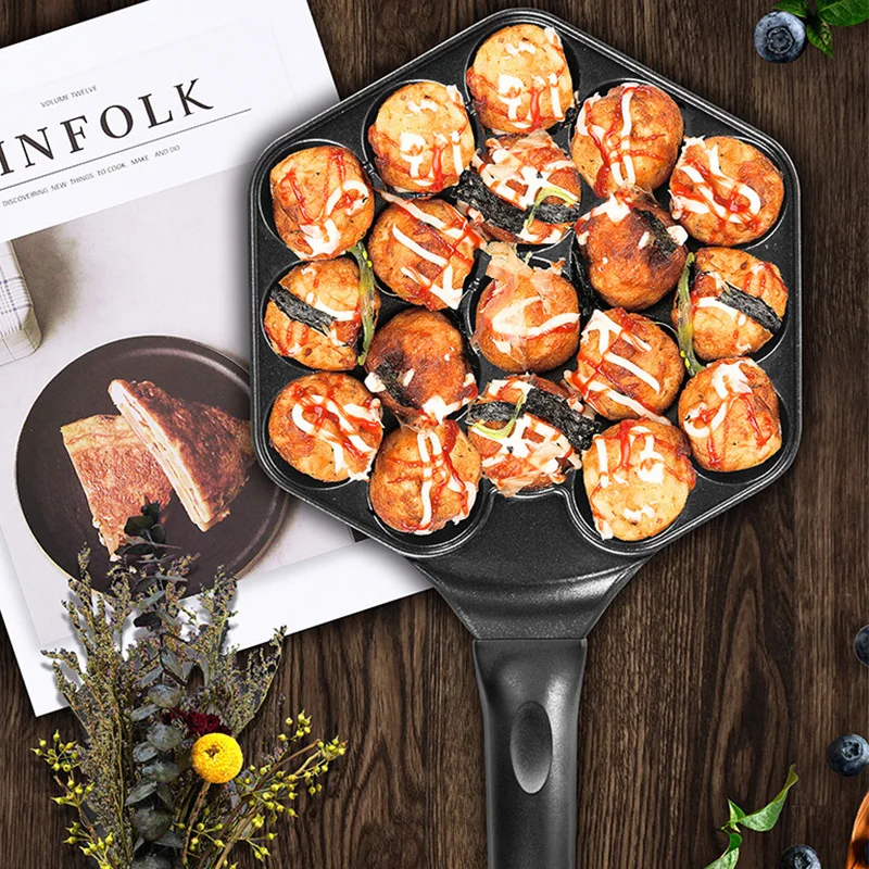 12 dier hliníkovej zliatiny Takoyaki Pan Takoyaki Maker 18 jamiek Chibi Maruko Machine Forms formy pluch chobotnica na pečenie na pečenie