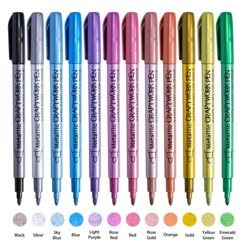 12 farieb kovové markery perá strieborné zlato Trvalá vodotesná maľba Pensdiy Art Glass Rock Painting Student Art Marker